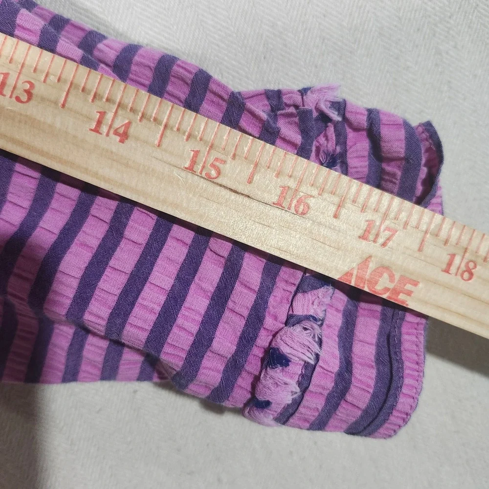 We The Free Free People Purple Striped Ruffle Button Down Boho Top Women Small
